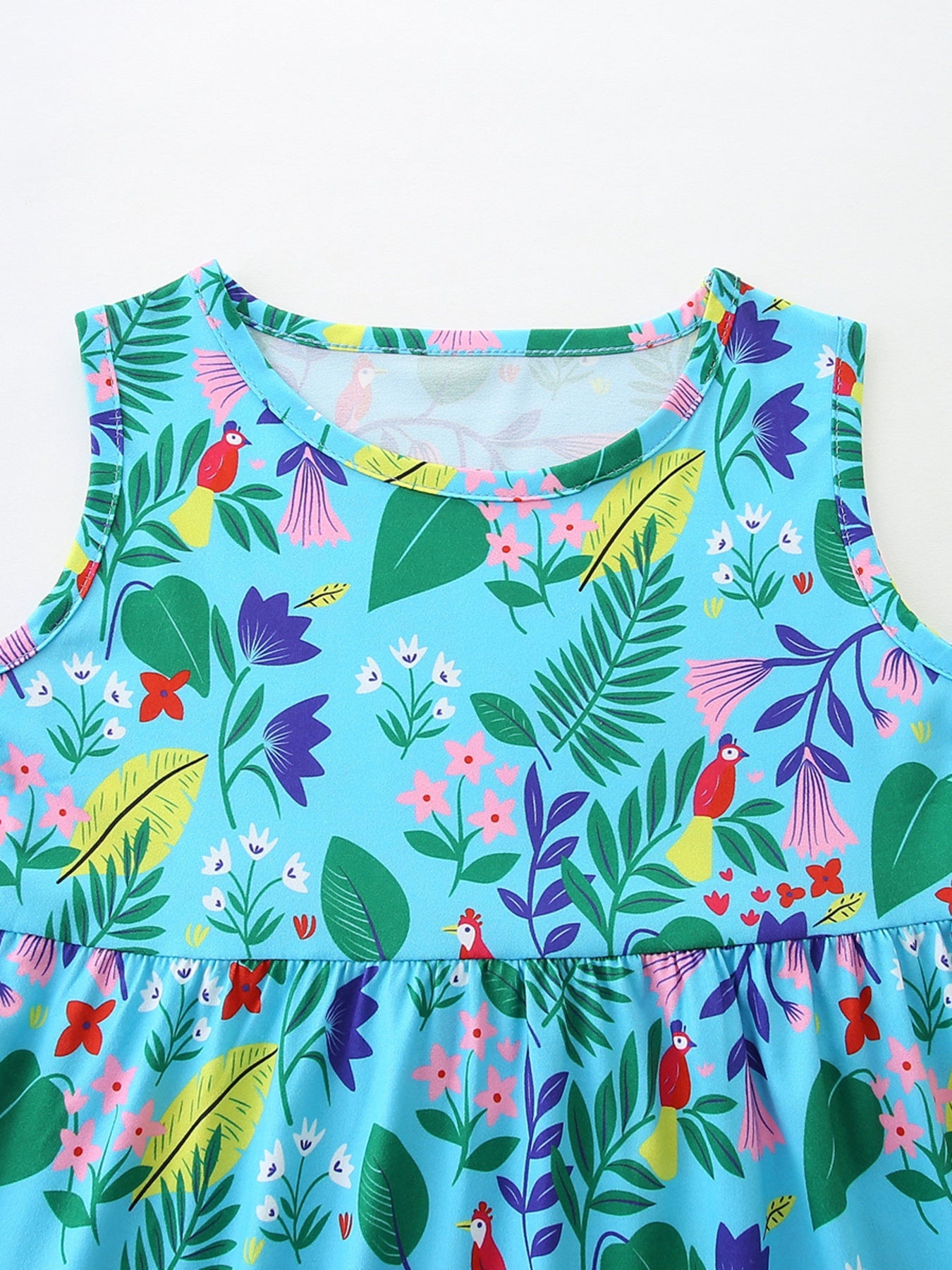 Children's Floral Print Sleeveless Casual Dress