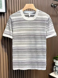 Men's Full Size Striped Round Neck Casual T-Shirt Plus Size
