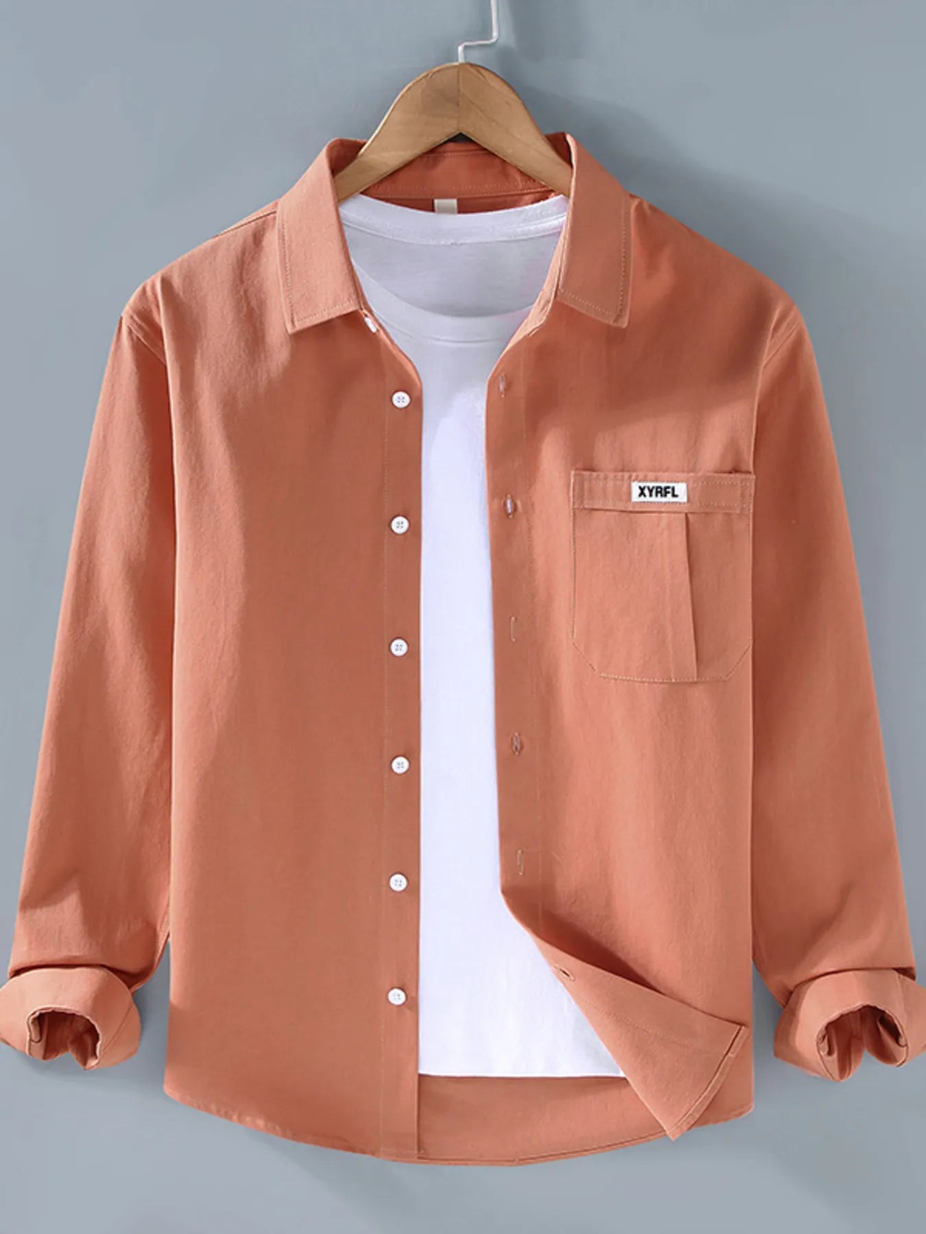 Men's Plus Size Button Up Long Sleeve Shirt