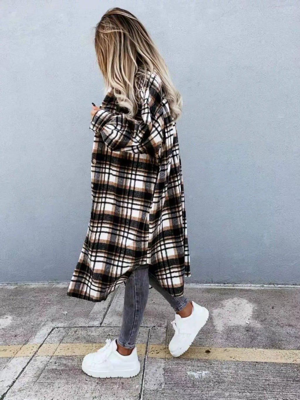Plaid Button Up Longline Shacket