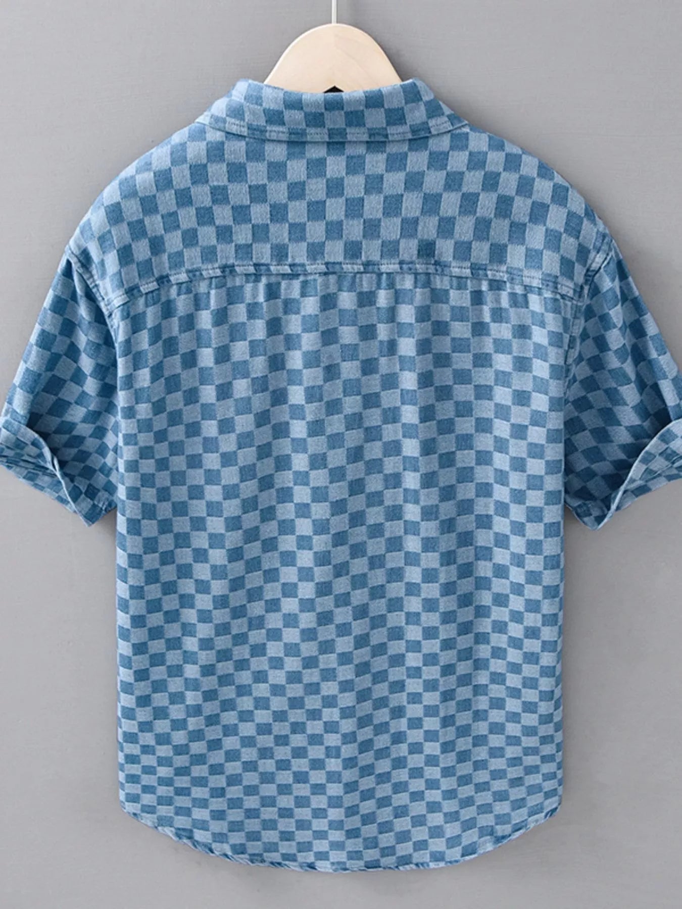 Men's Plus Size Checkered Pattern Short Sleeve Casual Shirt