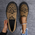 Leopard Round Toe Platform Slip-Ons