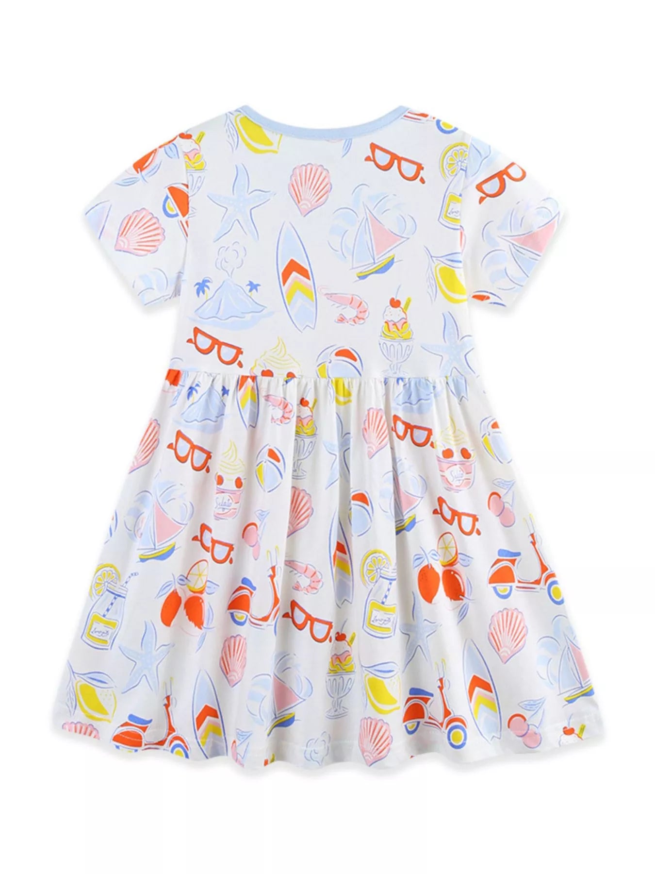 Children's Printed Round Neck Short Sleeve Dress