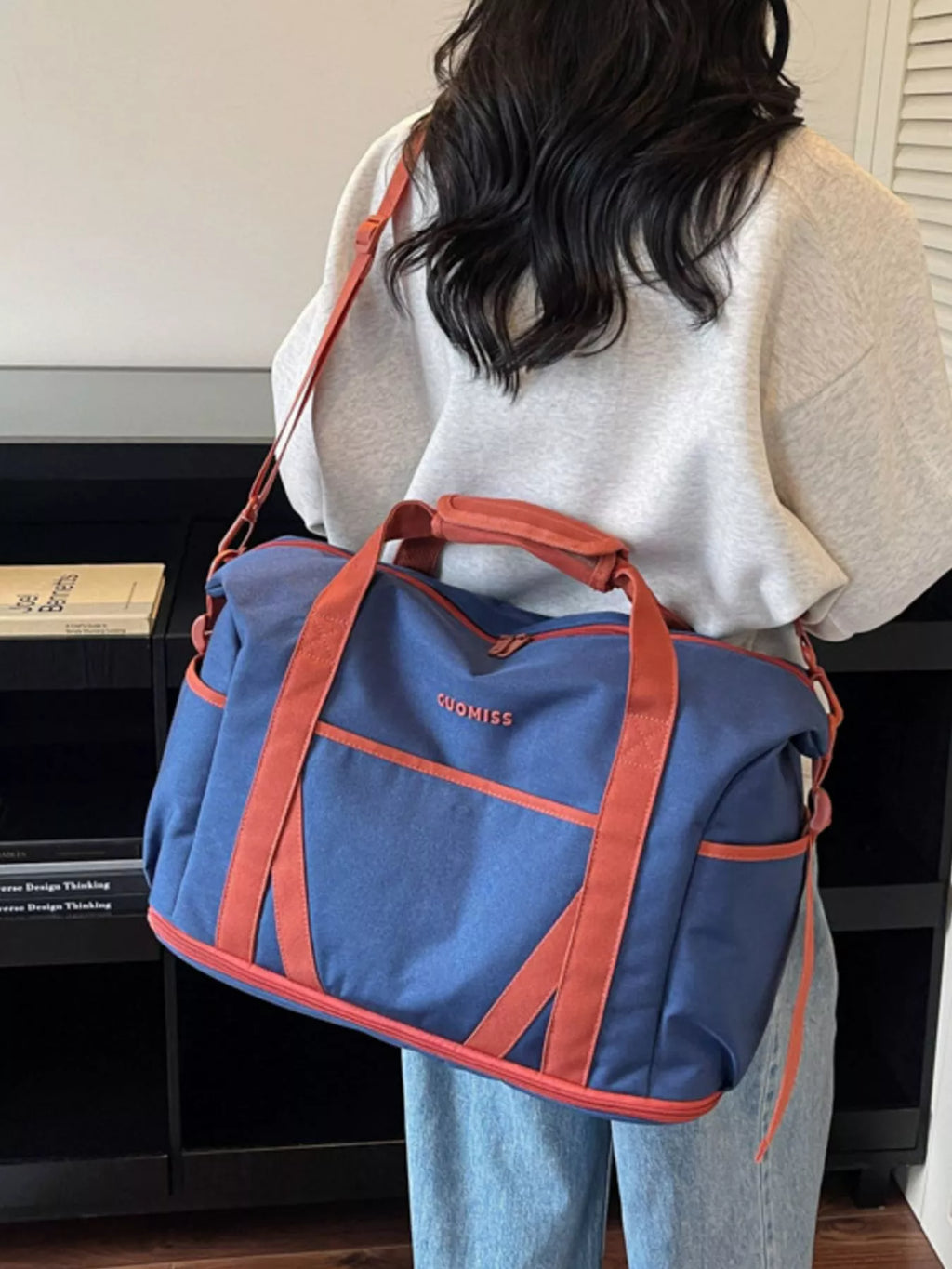 Contrast Oxford Cloth Travel Bag