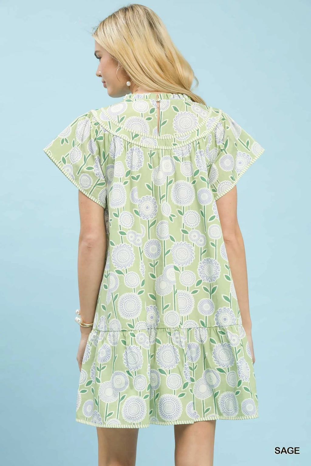 Umgee Floral Print Tiered Babydoll Dress