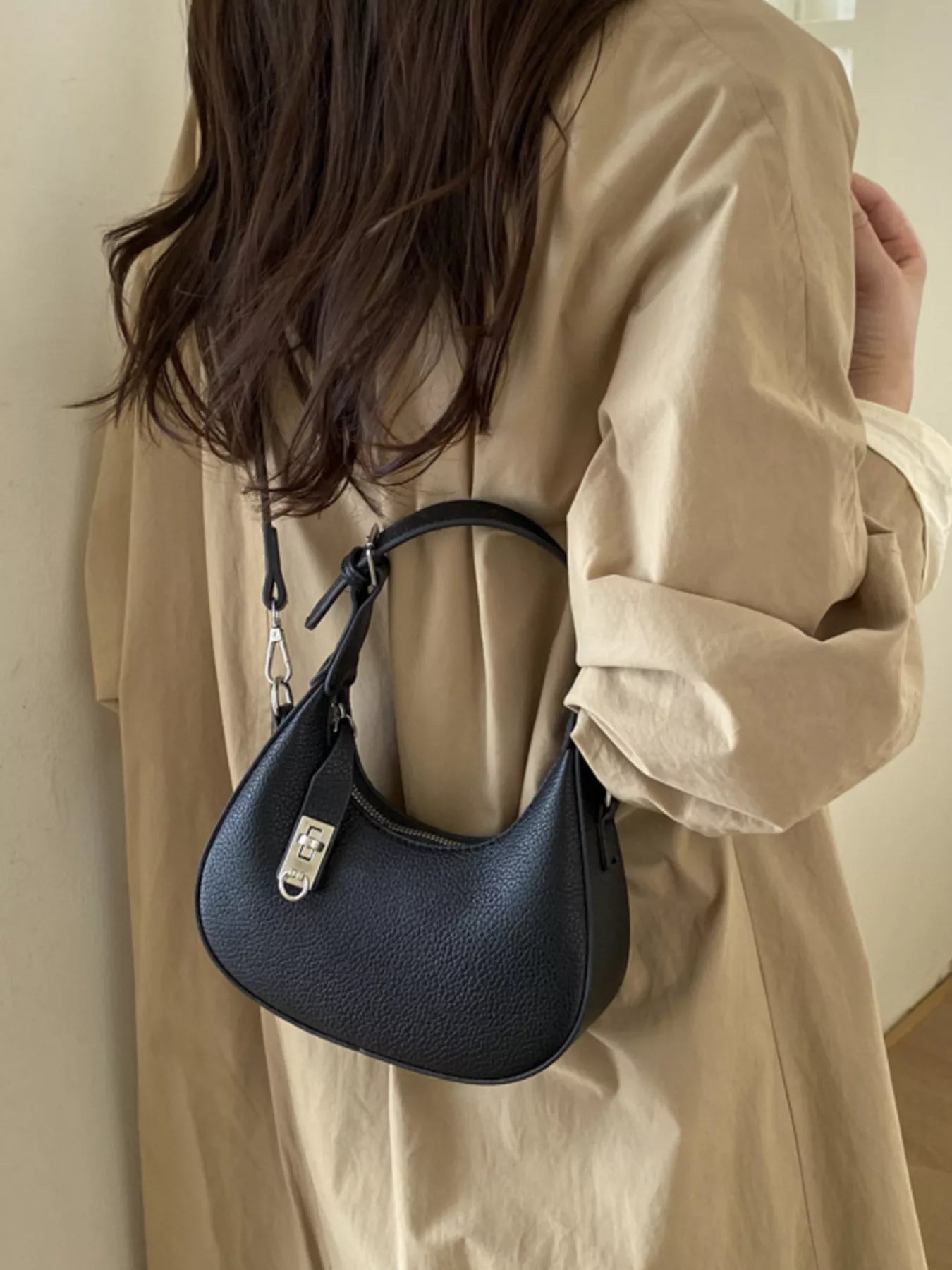 Leather Crescent Crossbody Bag