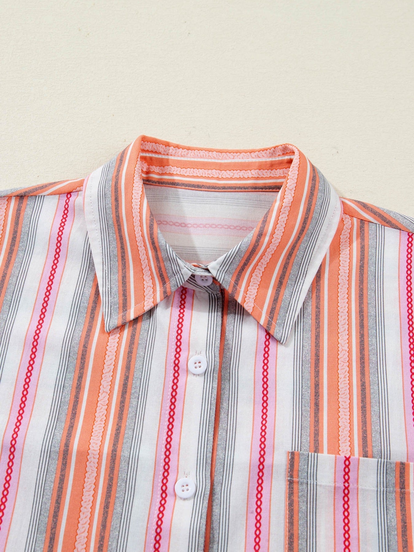 Striped Button-Down Short Sleeve Shirt