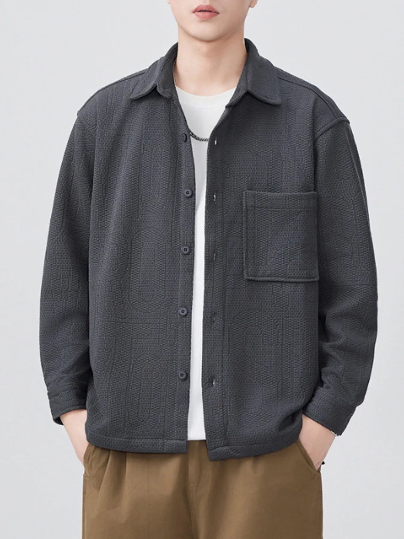 Men's Plus Size Button Up Long Sleeve Shirt