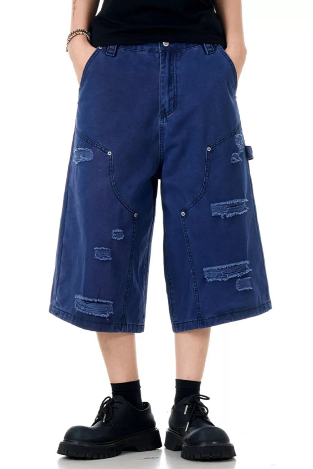 Men's Distressed Wide Leg Shorts