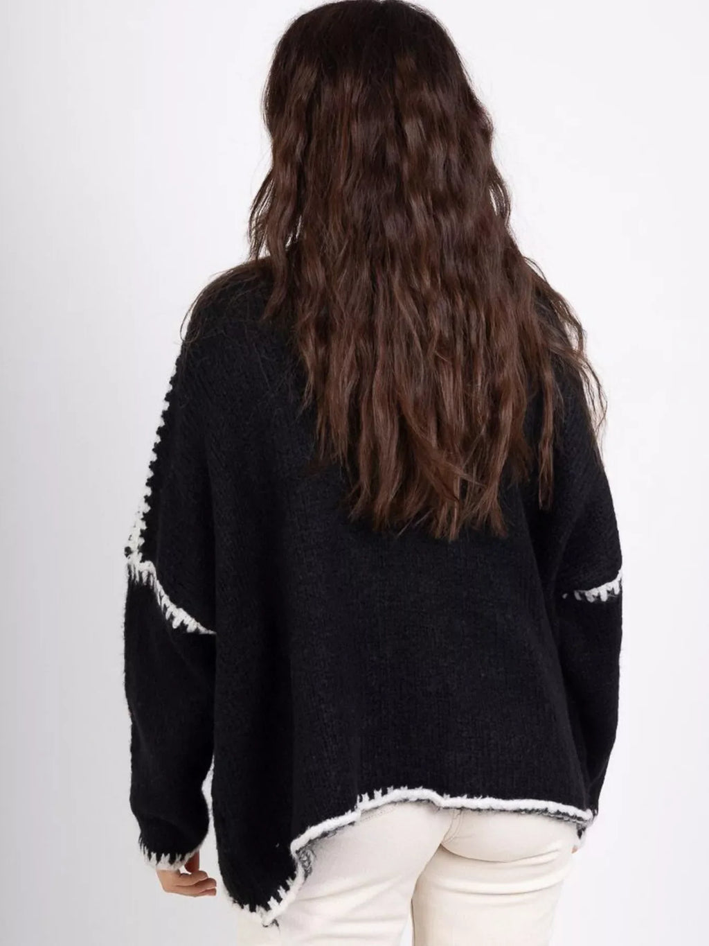 Contrast Trim Open Front Cardigan