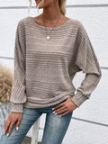 Ribbed Round Neck Long Sleeve Top
