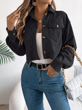 Corduroy Button-Up Dropped Shoulder Jacket