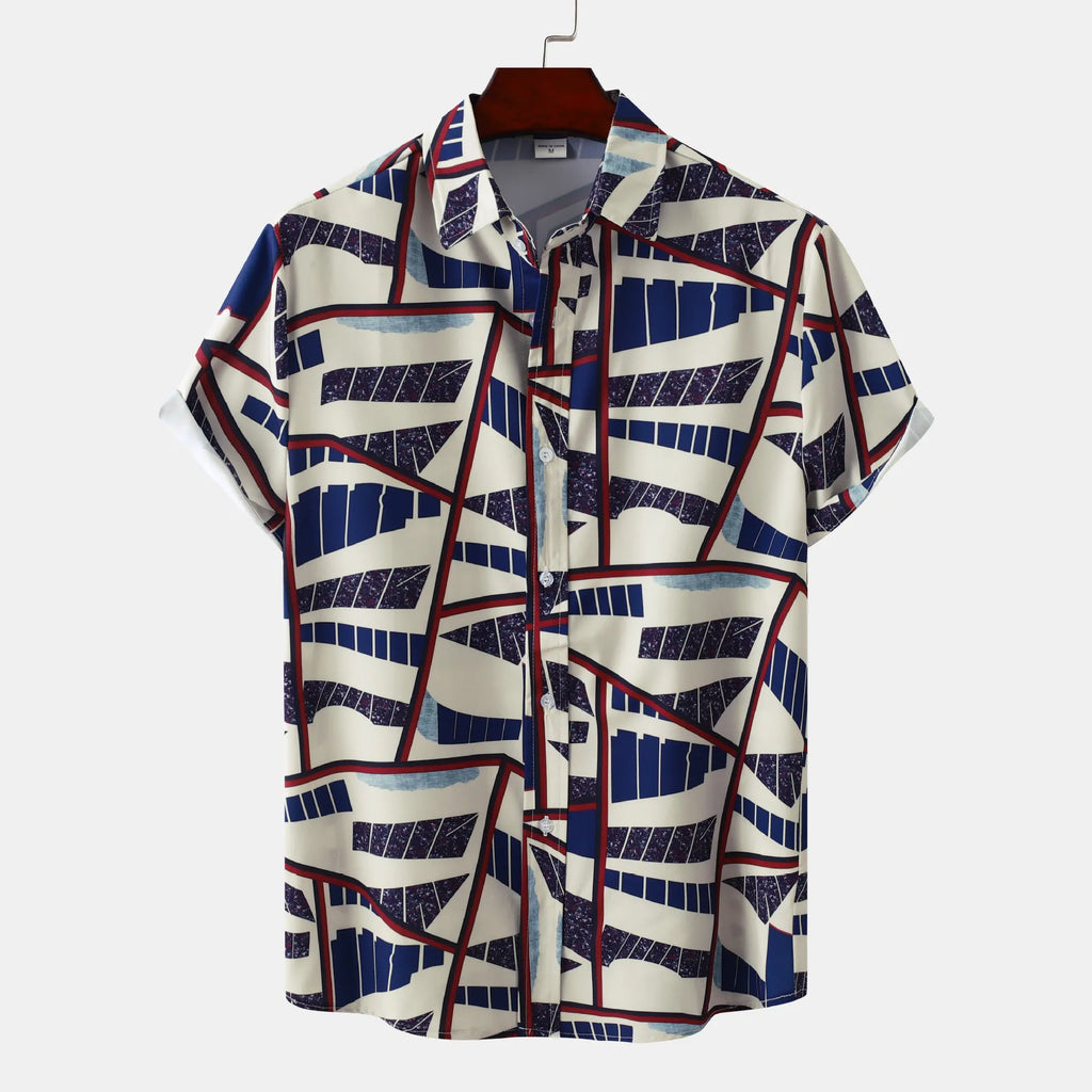 Men's Plus Size Geometric Print Short Sleeve Casual Shirt