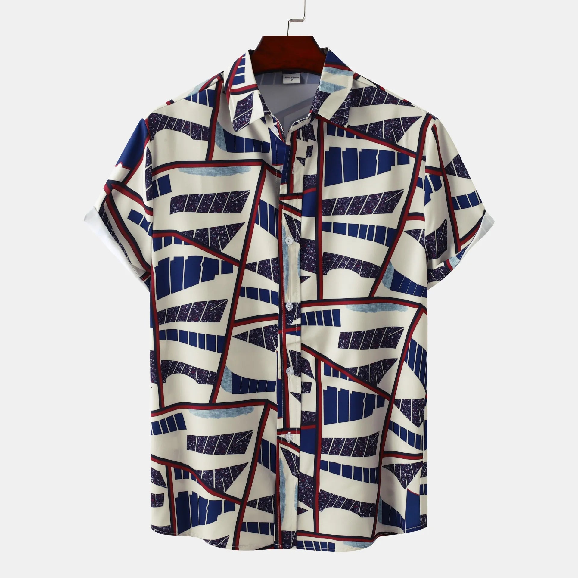 Men's Plus Size Geometric Print Short Sleeve Casual Shirt