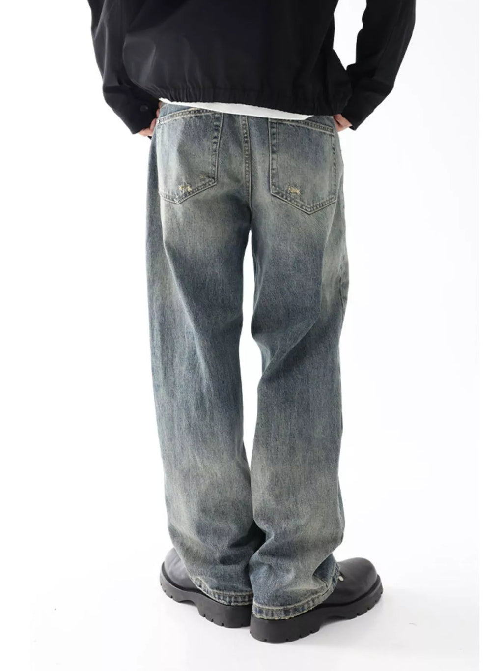 Men's Wash Wide Leg Relaxed Fit Jeans