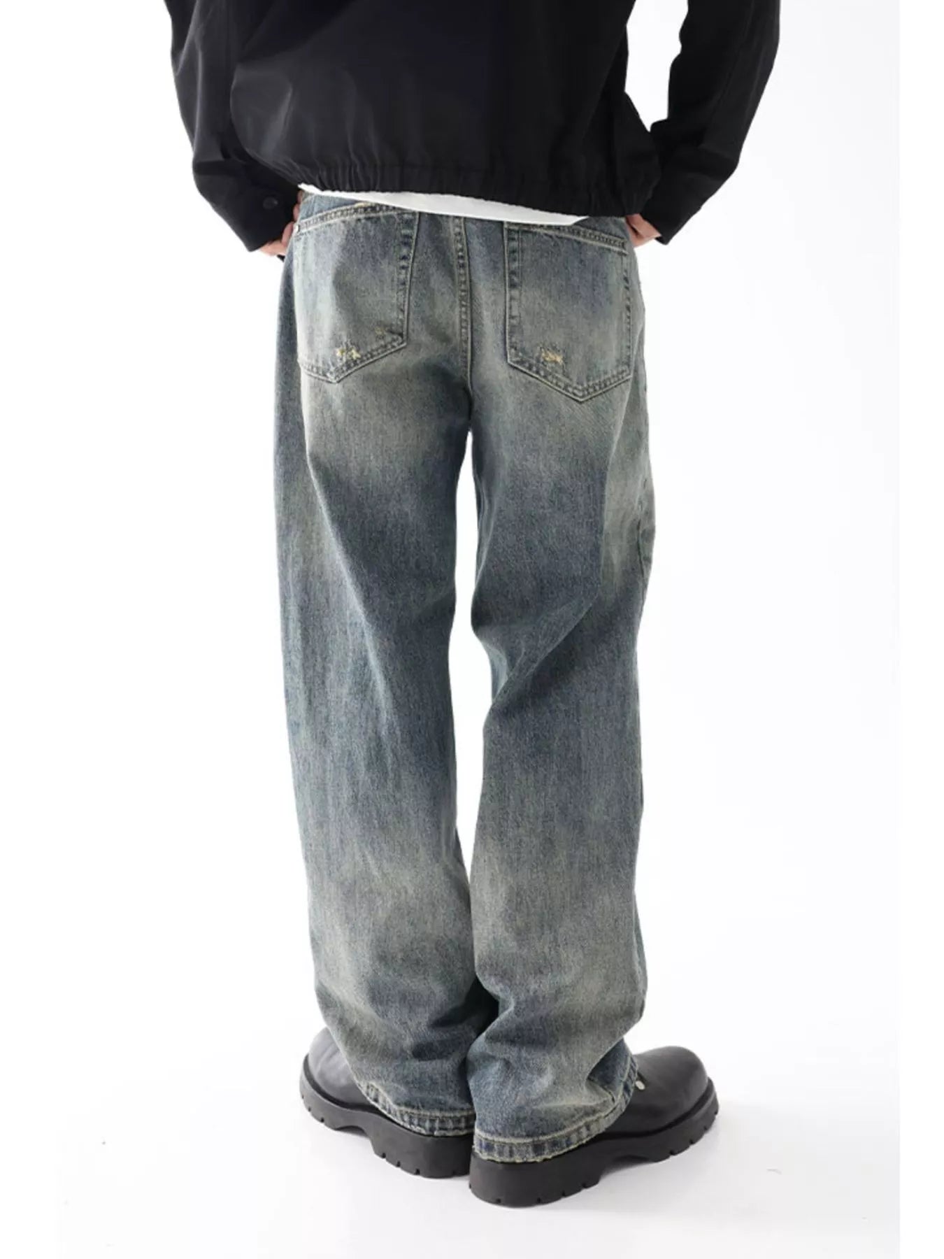 Men's Wash Wide Leg Relaxed Fit Jeans