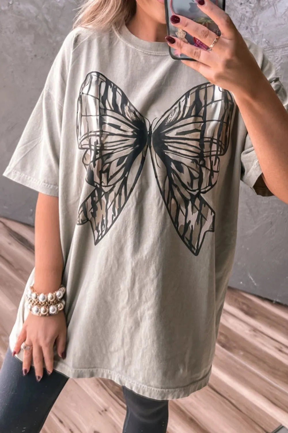 Casual Oversize Bow Drop Shoulder Tunic Casual Tee