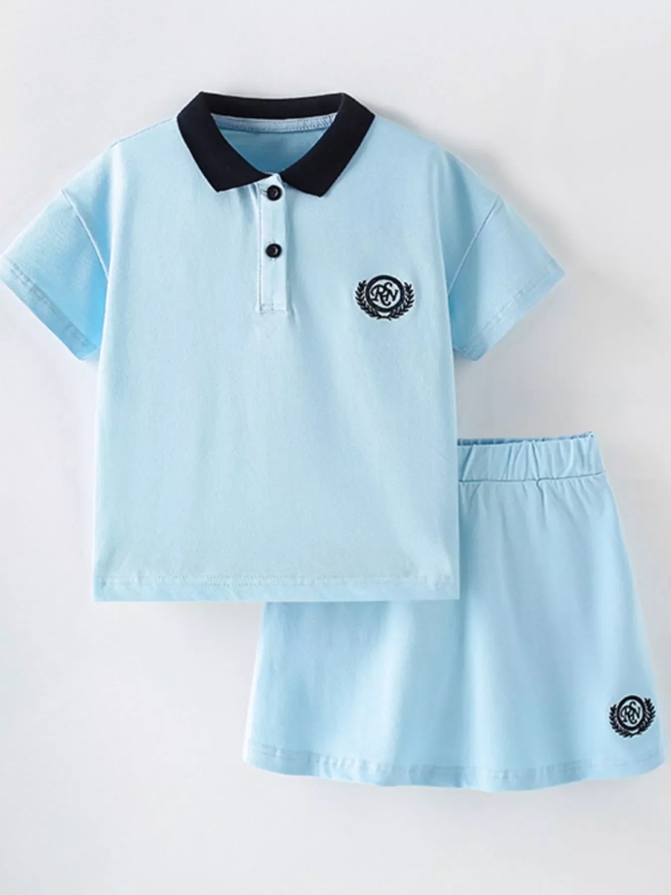 Children's Preppy Style Polo Shirt and Skirt Set
