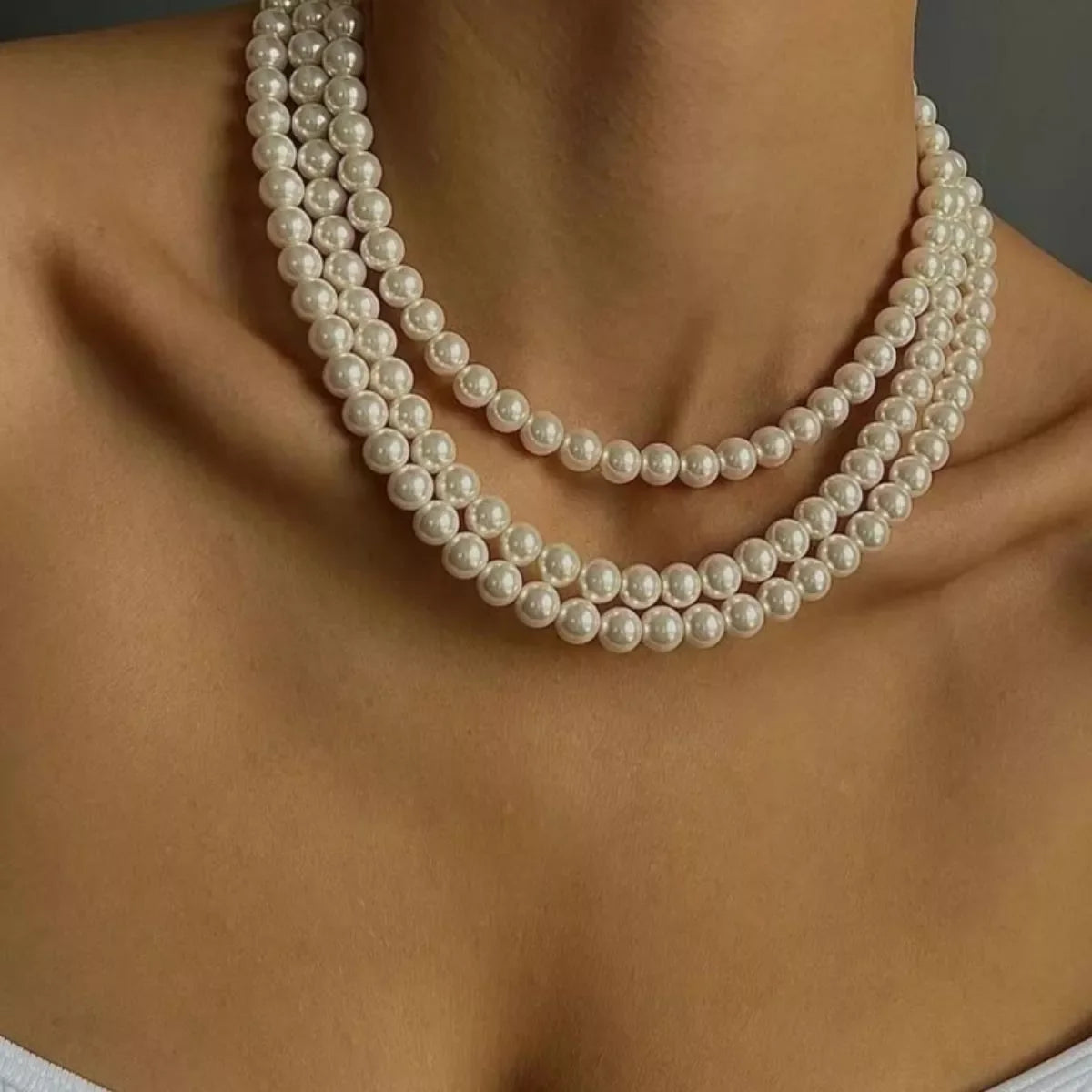Three-Layered Pearl Necklace