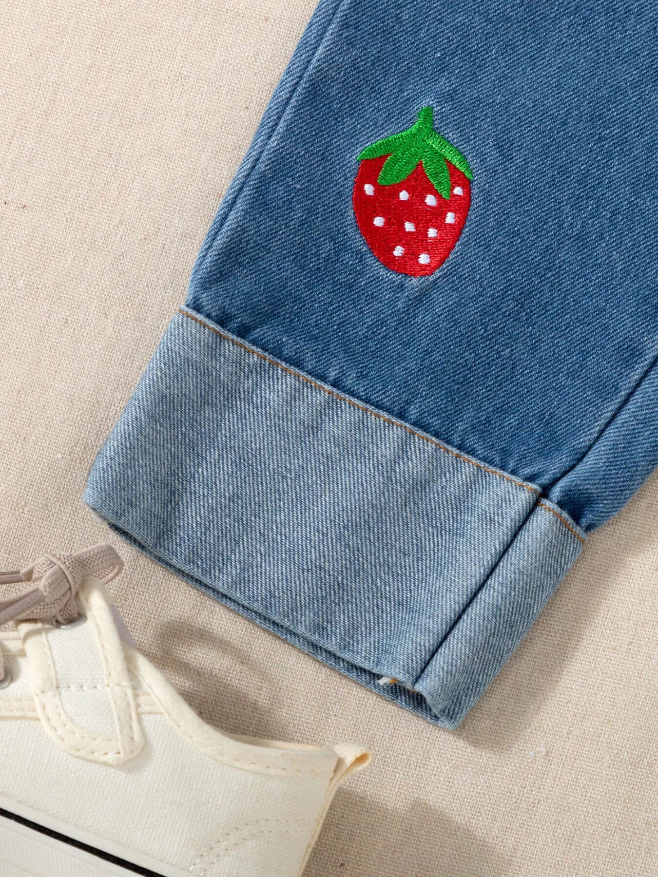 Children's Strawberry Long Sleeve Top and Jeans Set