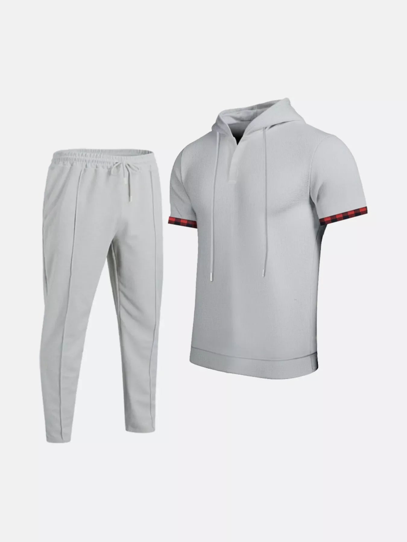 Men's Full Size Casual Short-Sleeve Hoodie and Pants Set Plus Size