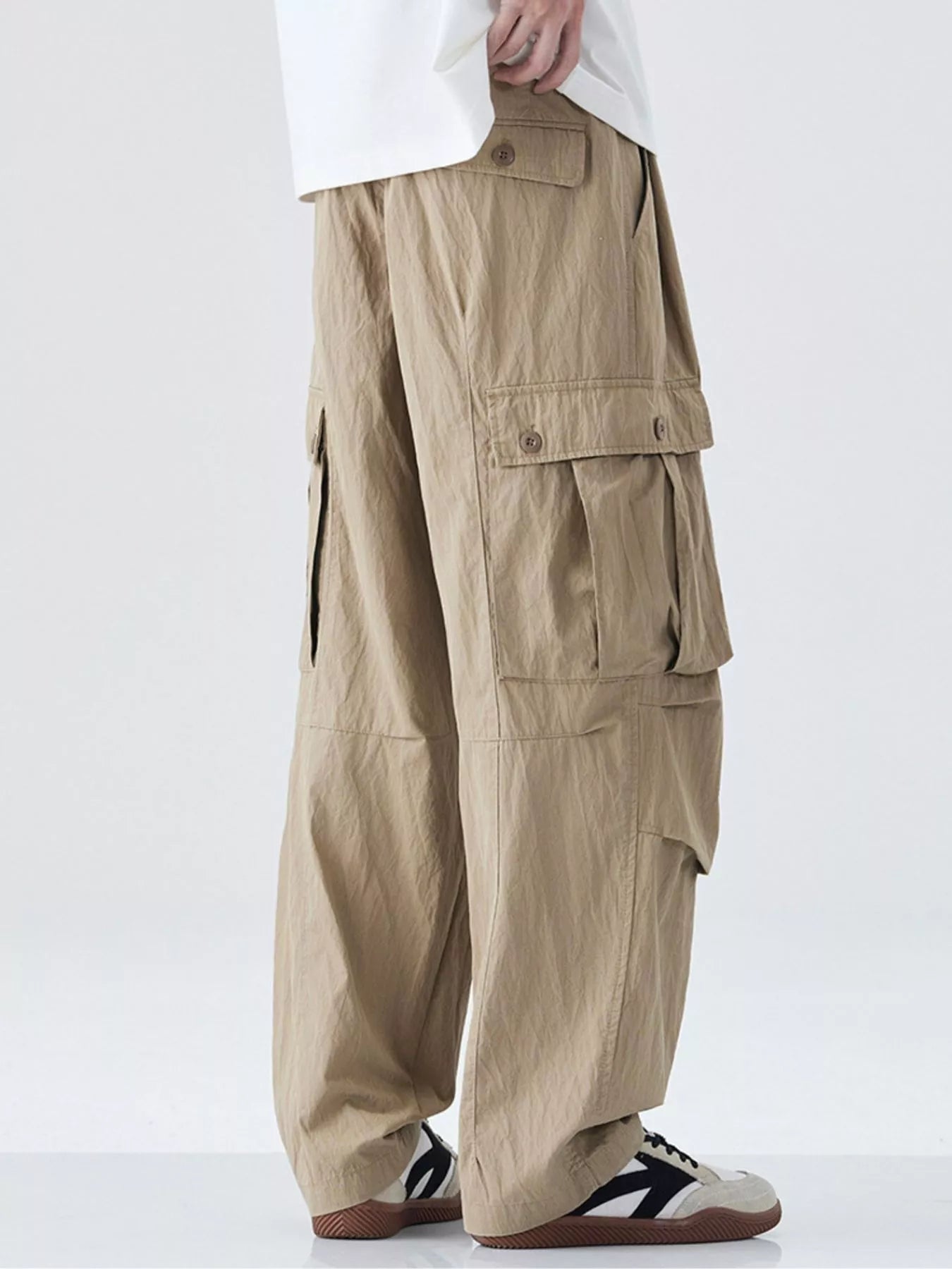 Men's Drawstring Wide Leg Cargo Pants