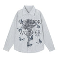 Men's Butterfly Print Striped Long Sleeve Casual Shirt