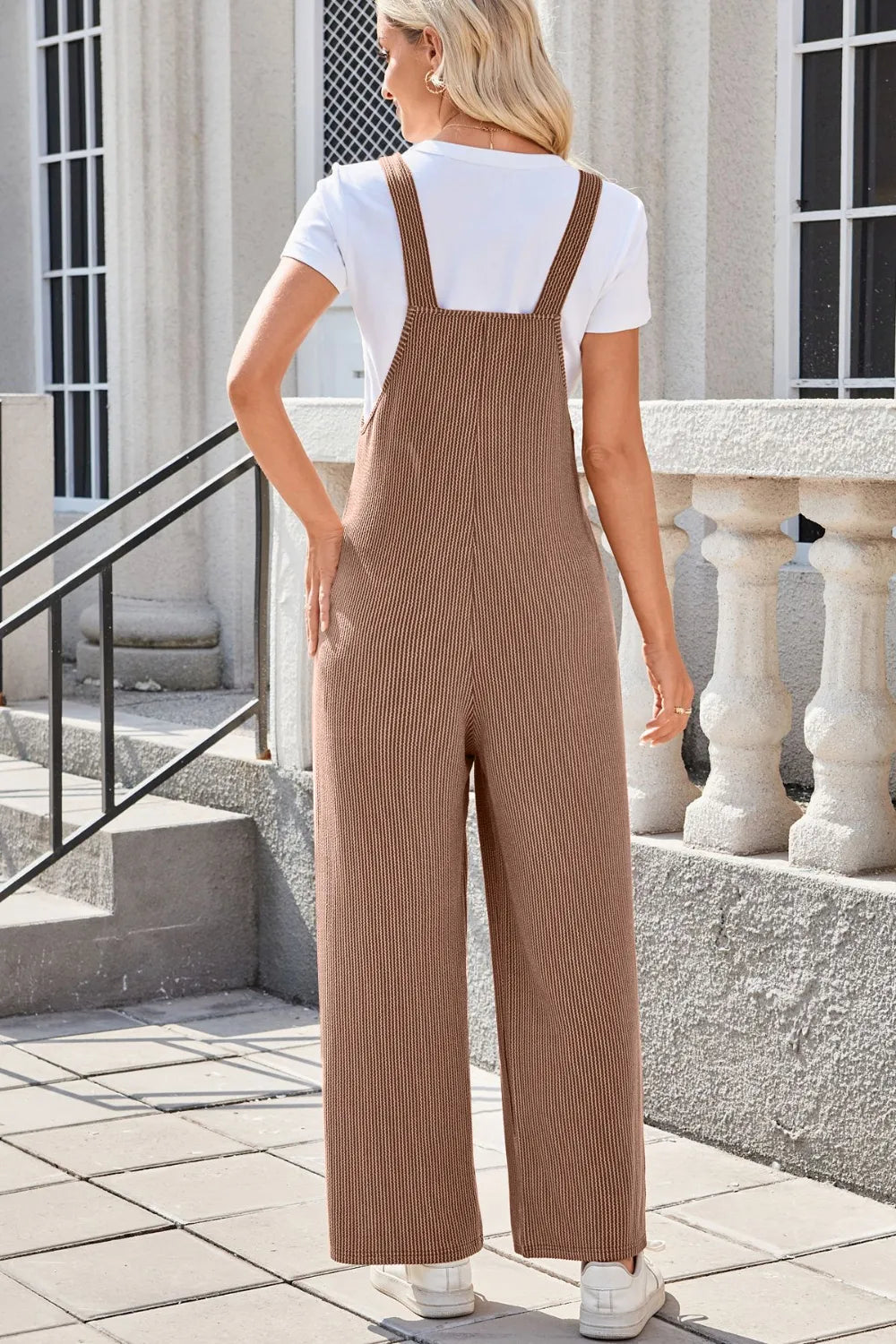 Lovelet Square Neck Wide Strap Overalls with Pockets