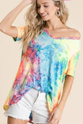 BiBi  Tie Dye Print Jersey V Neck Top