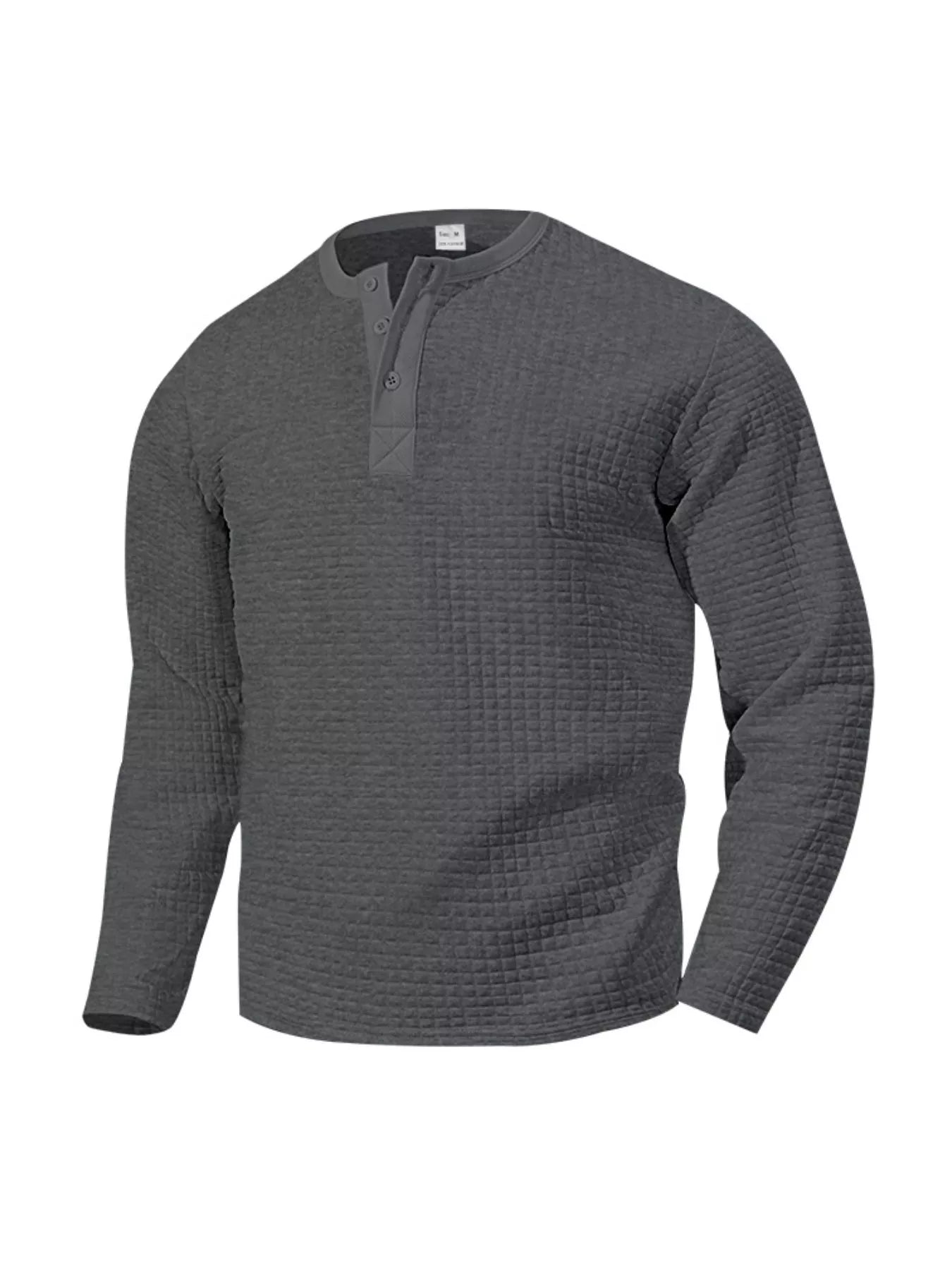 Men's Plus Size Casual Waffle Knit Henley T-Shirt