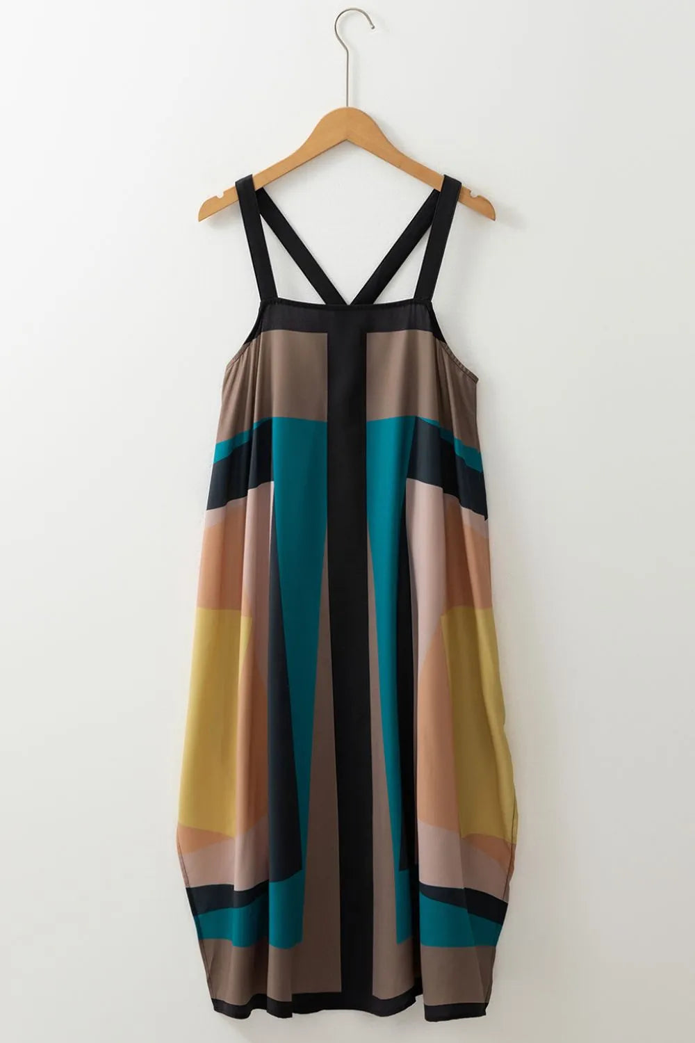 Color Block Square Neck Wide Strap Dress