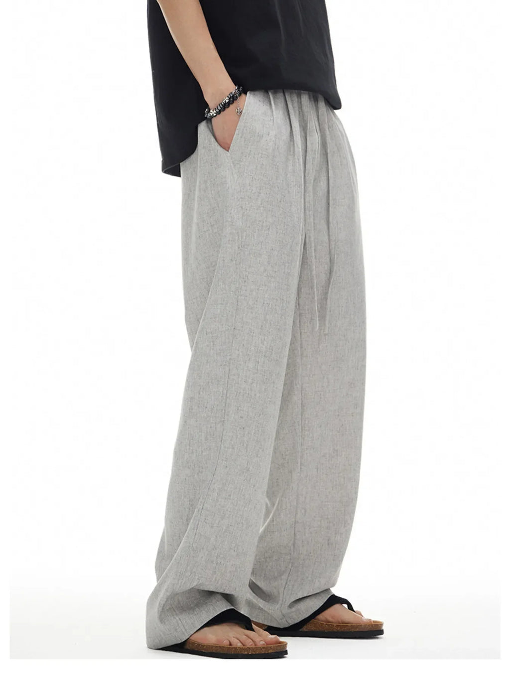 Men's Plus Size Drawstring Wide Leg Pants