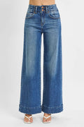 RISEN Full Size High Rise Ankle Wide Seam Detailed Jeans Plus Size