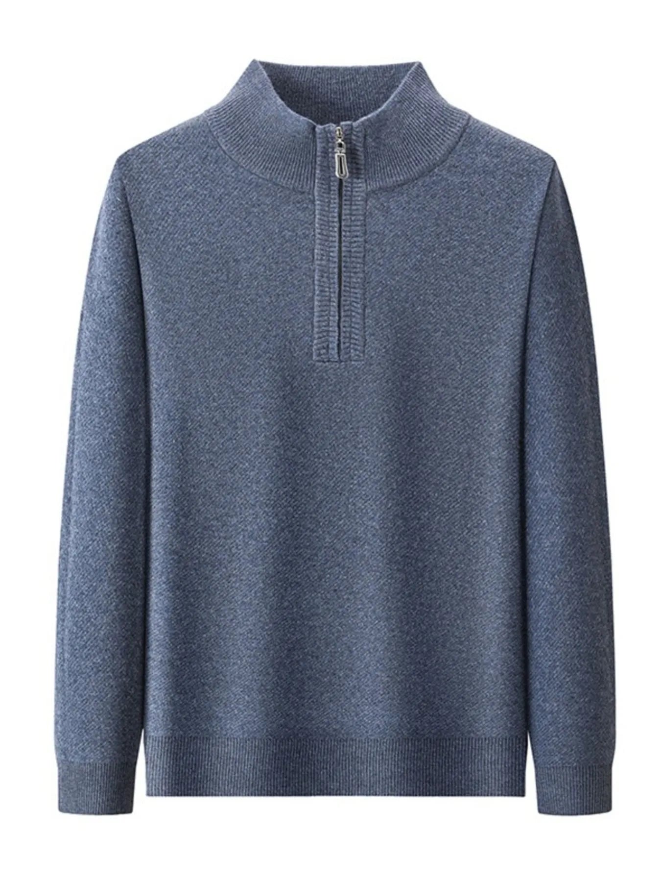 Men's Plus Size Quarter-Zip Long Sleeve Sweater
