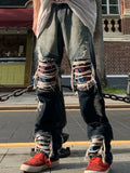 Men's Distressed Wash Loose Fit Jeans