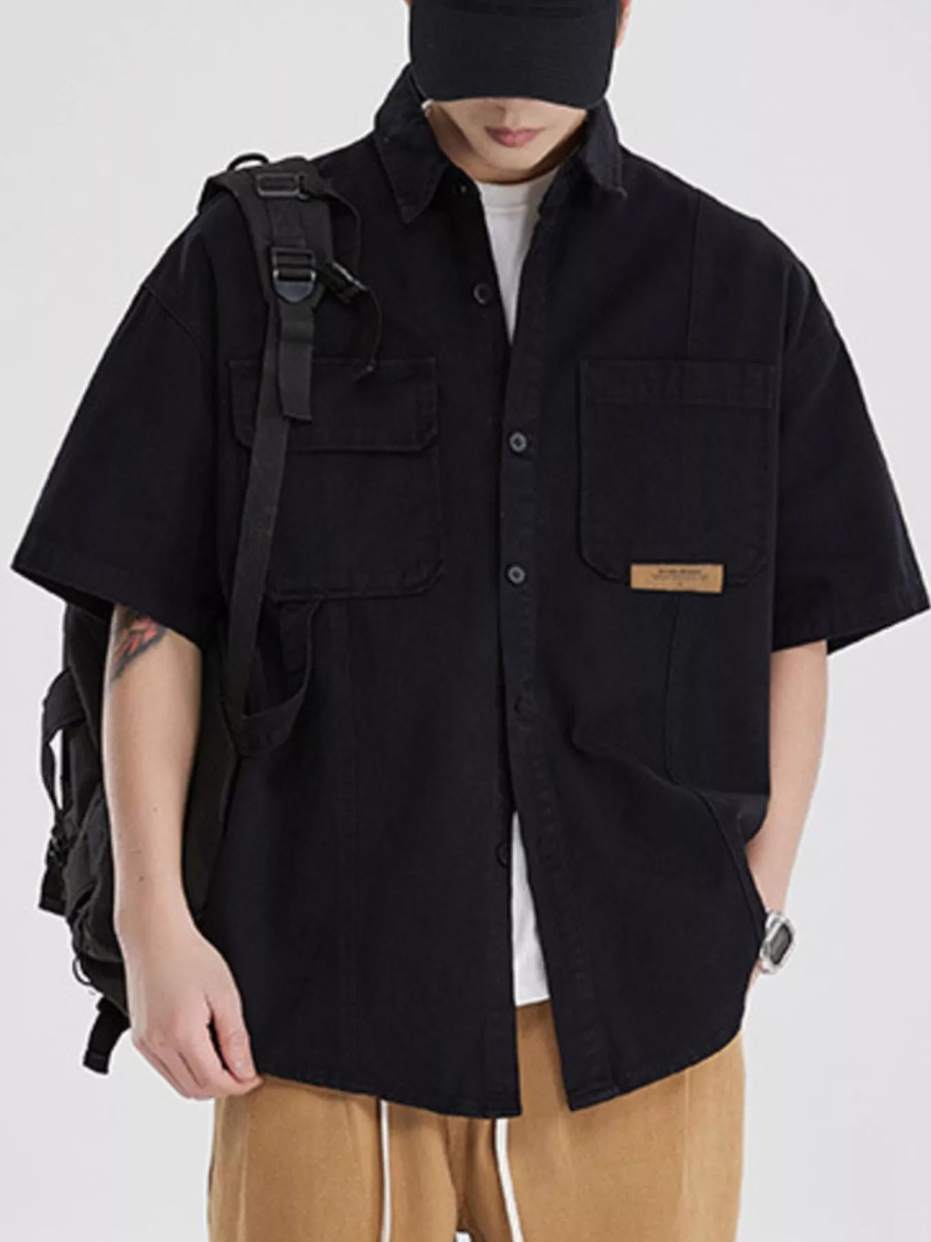 Men's Full Size Button Up Half Sleeve Shirt Plus Size