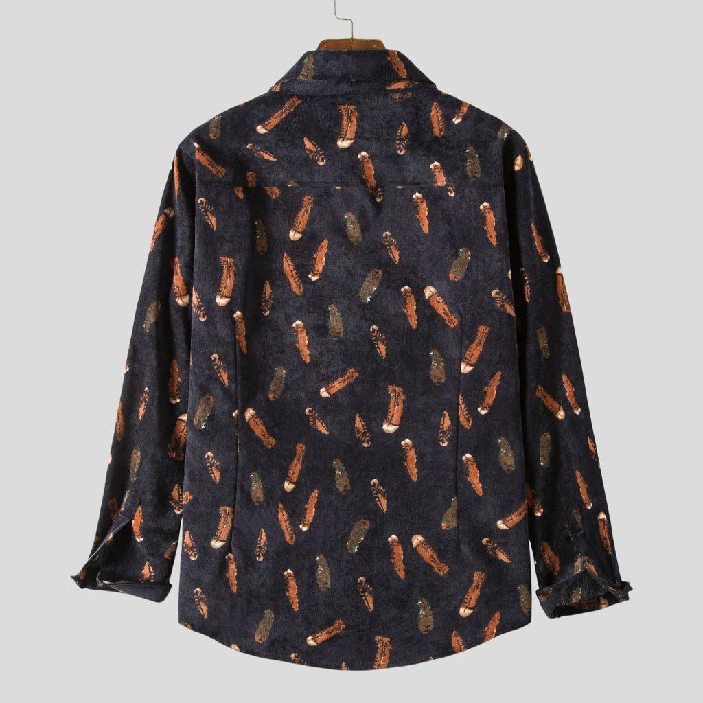 Men's Plus Size Printed Casual Button-Up Shirt
