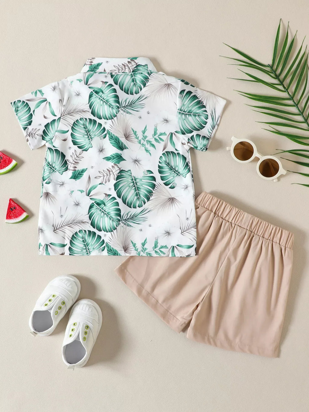 Children's Tropical Print Shirt and Shorts Set