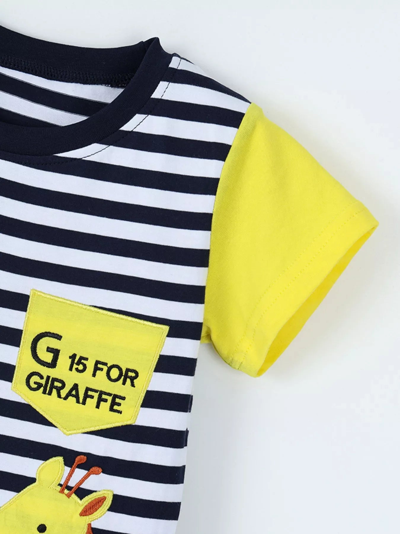 Children's Giraffe Embroidered Striped T-Shirt