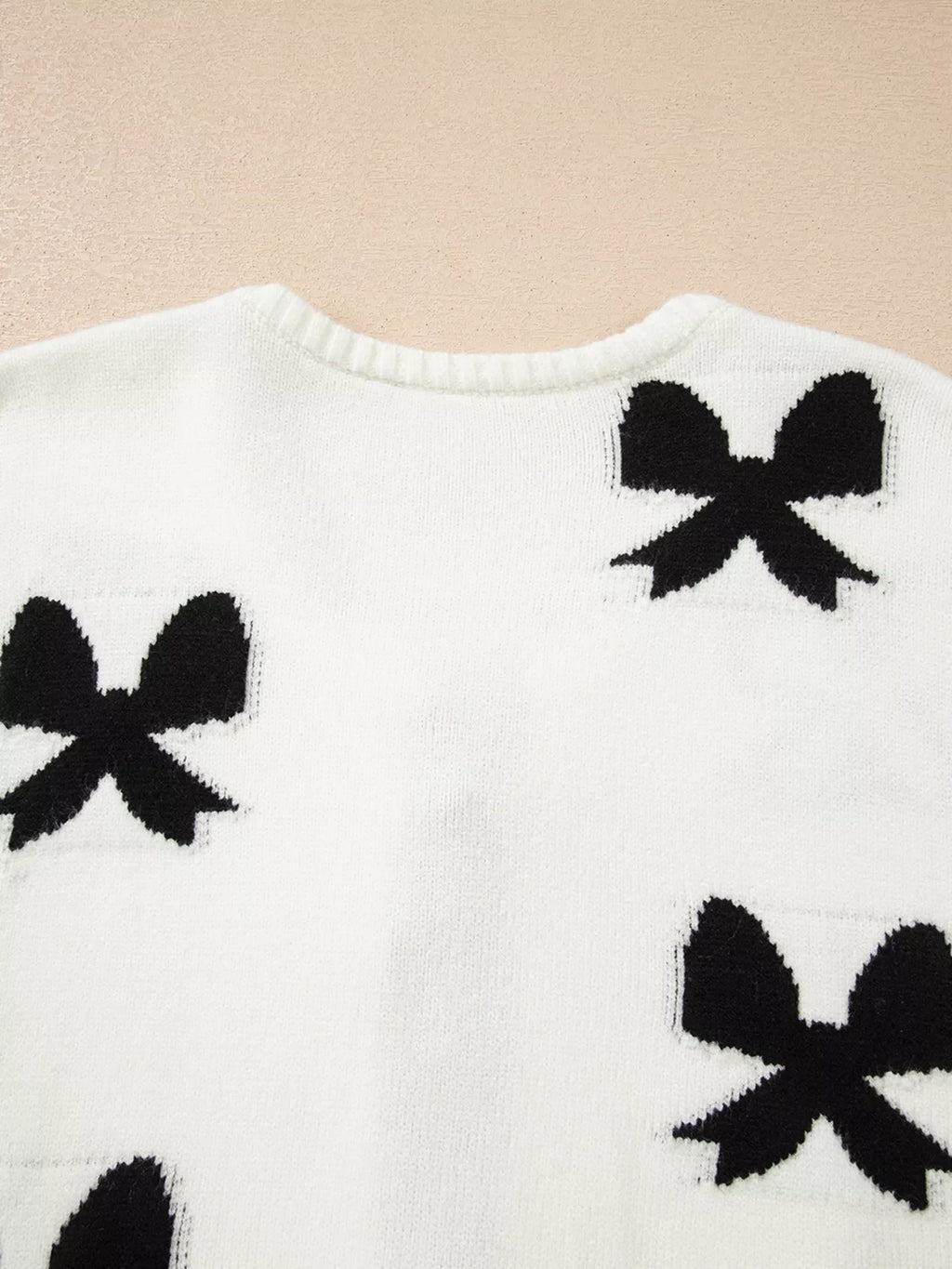 Tie Front Bow Pattern Cardigan