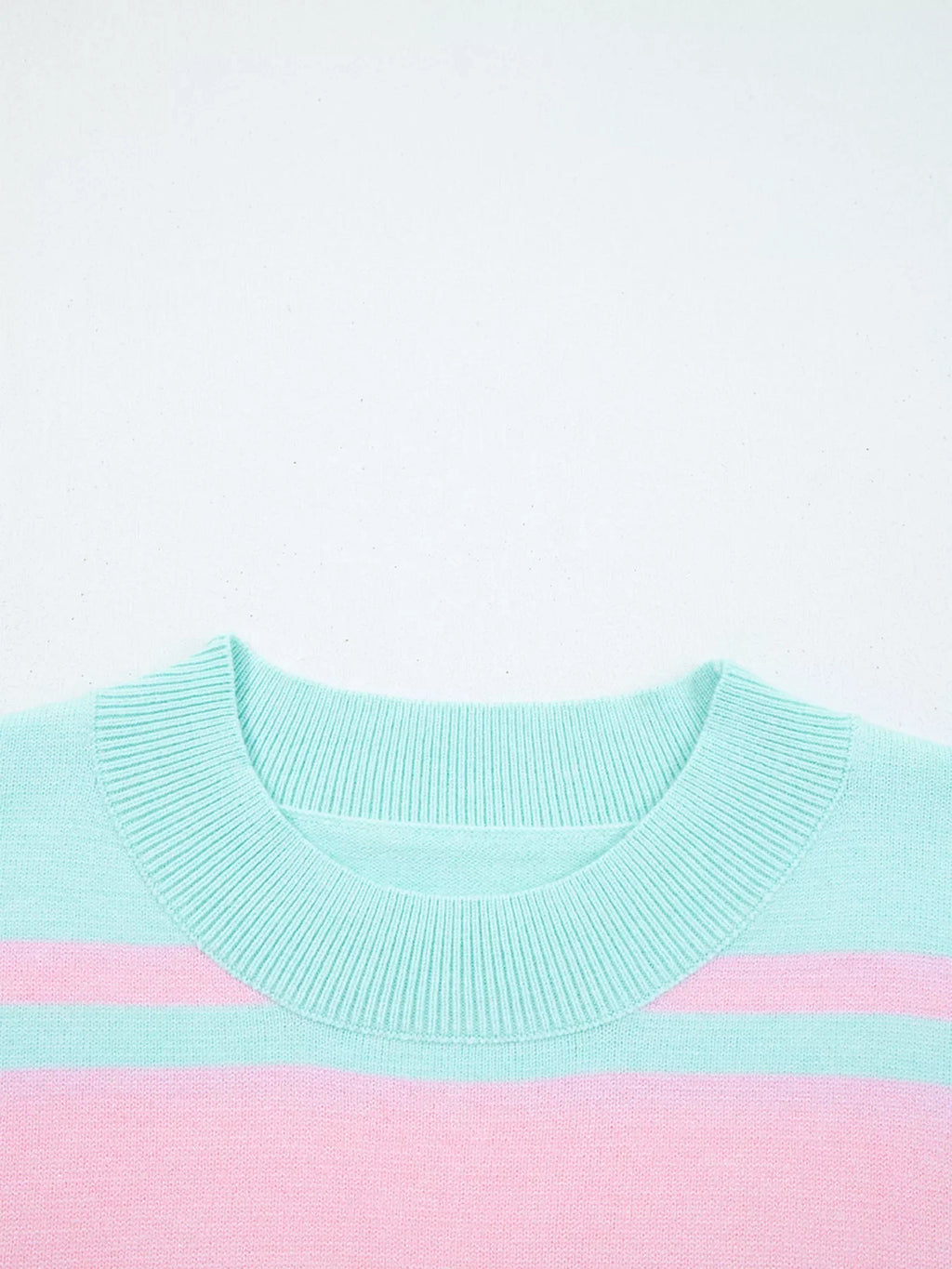 Multicolour Striped Knit Ribbed Trim Boxy Fit Cropped Sweater