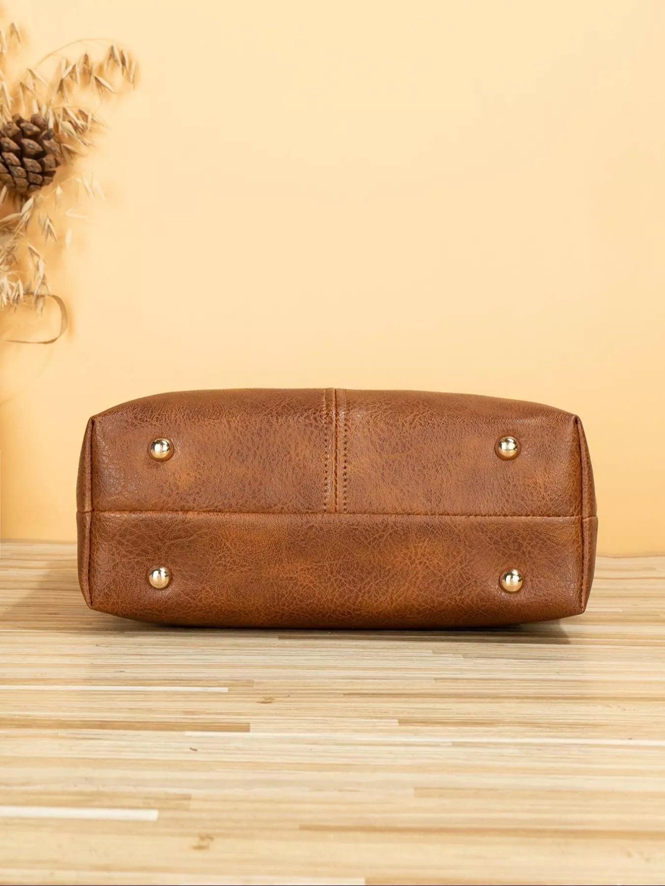 PU Leather Crossbody Bag with Patterned Strap