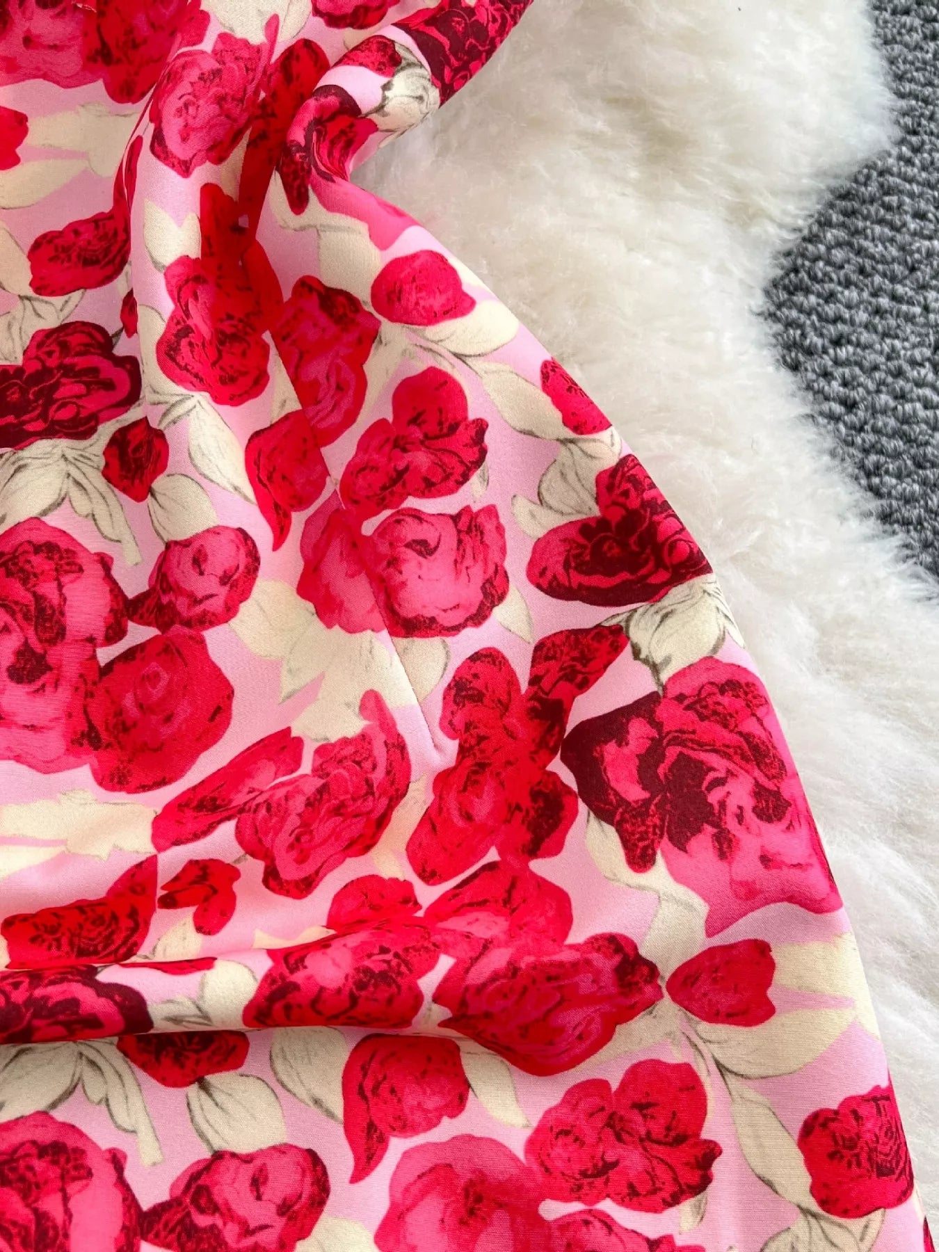 Floral Print Ruffle Trim Mini Dress