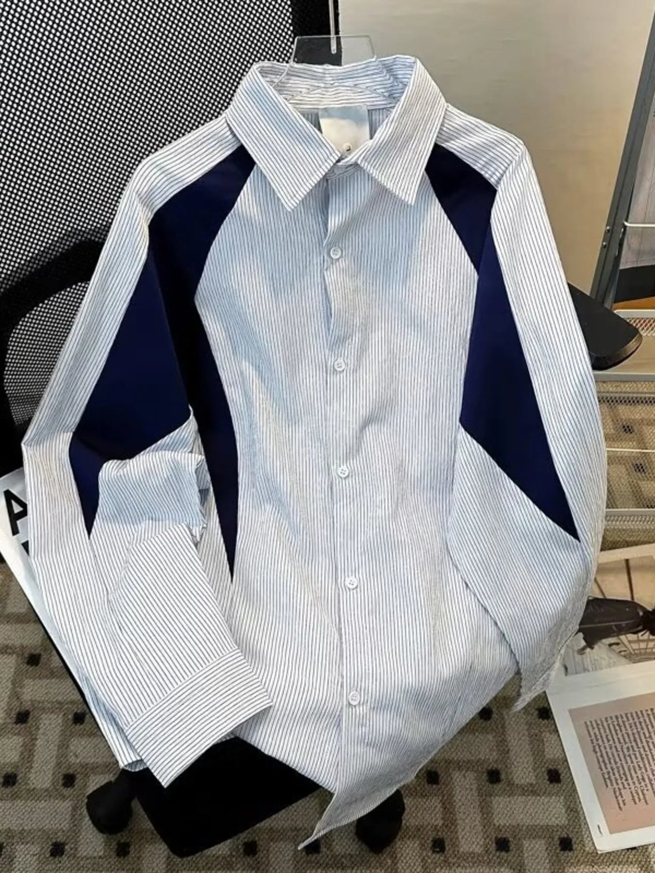 Men's Color Block Striped Long Sleeve Shirt