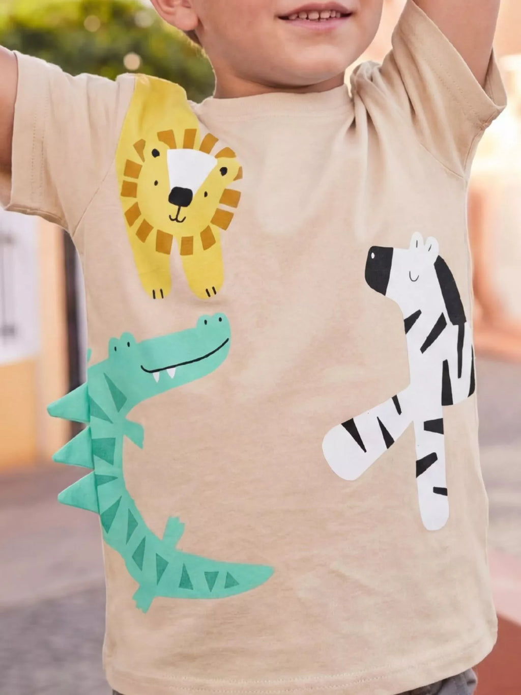 Children's Animal Print Round Neck Tee
