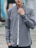 Men's Full Size Fleece Lined Striped Shirt Plus Size