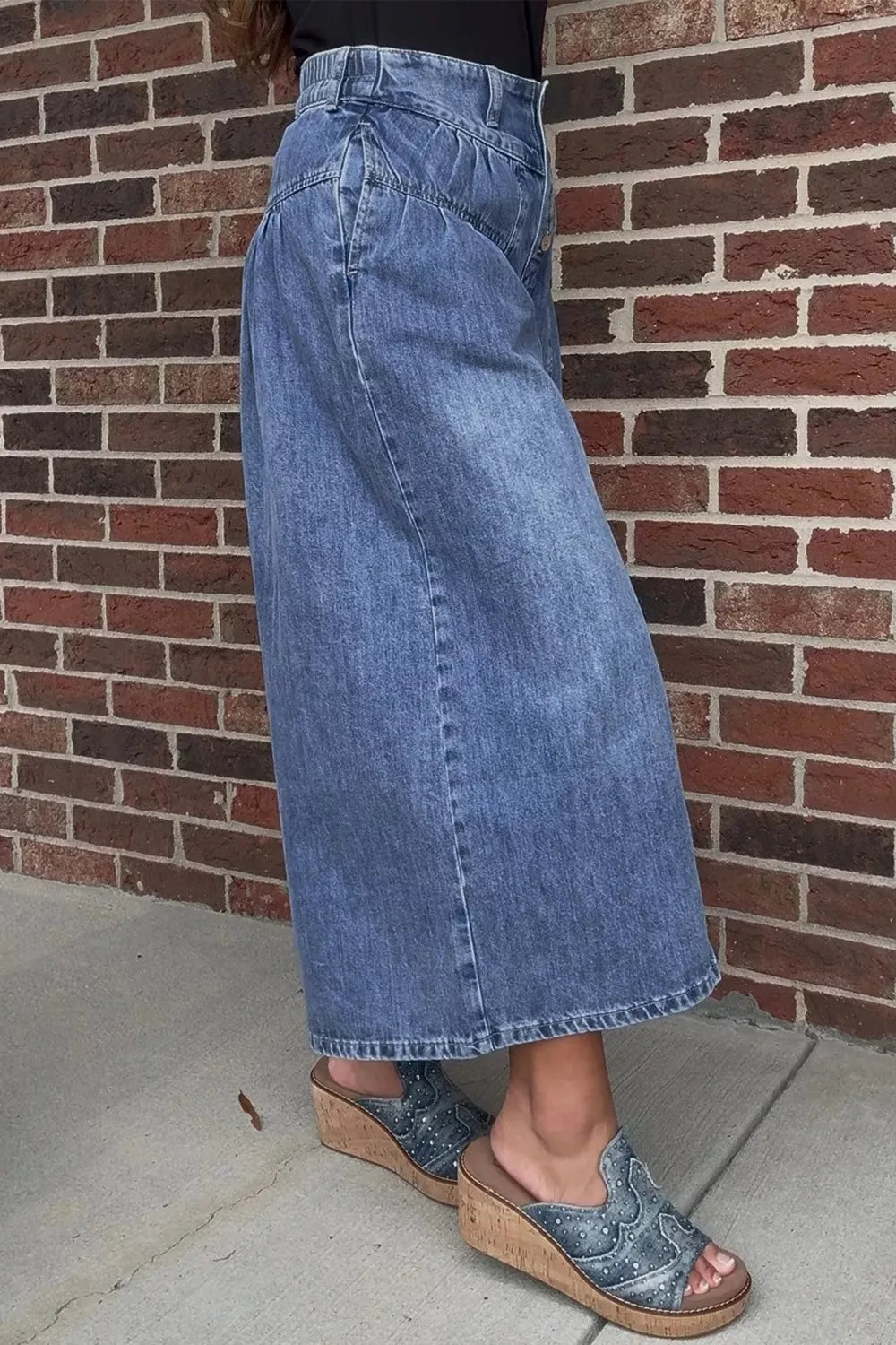 High-Waisted Wide Leg Button-Fly Jeans