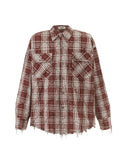 Men's Raw Hem Plaid Button Up Shirt