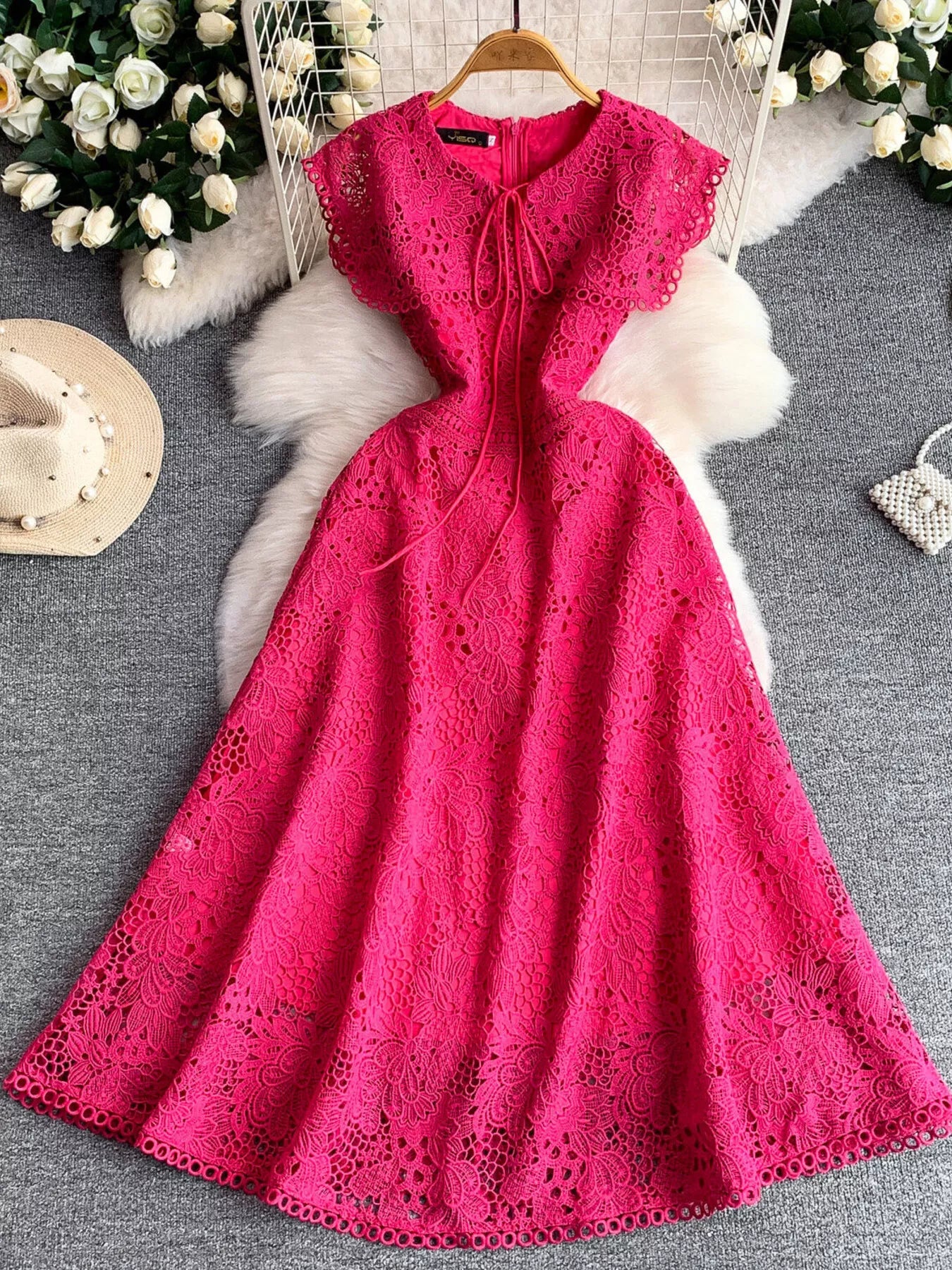 Lace Sleeveless A-Line Dress