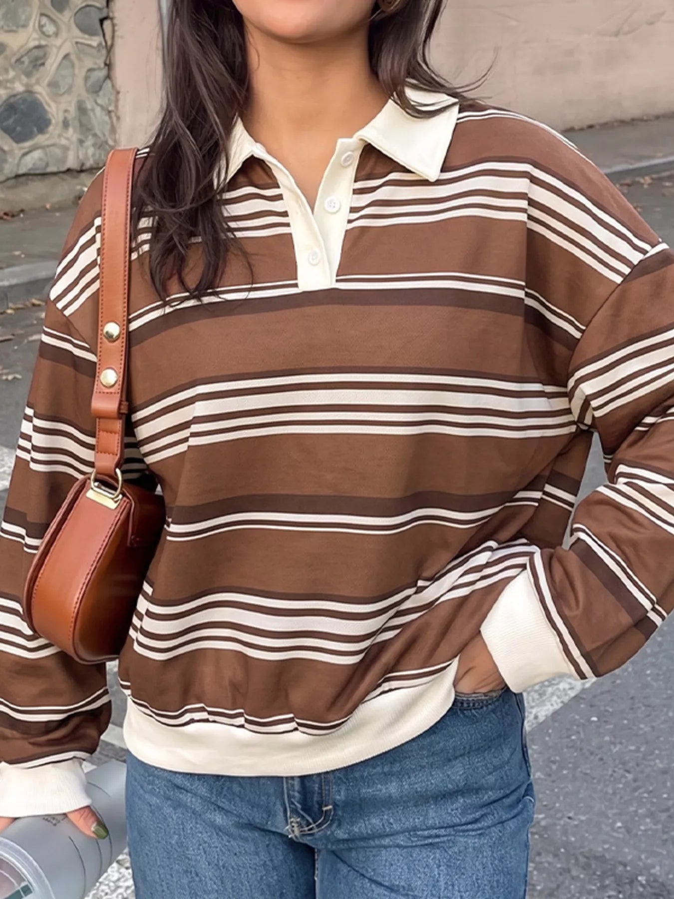 Striped Dropped Shoulder Sweatshirt